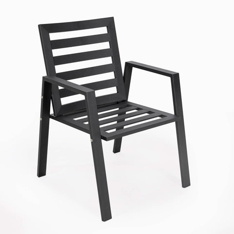 Chelsea Modern Patio Dining Armchair in Aluminum with Removable Cushions Set of 2