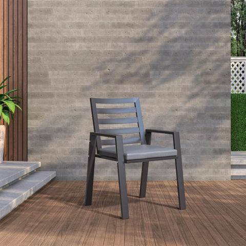 Chelsea Modern Patio Dining Armchair in Aluminum with Removable Cushions Set of 2