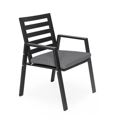 Chelsea Modern Patio Dining Armchair in Aluminum with Removable Cushions Set of 2