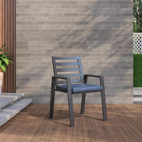 Chelsea Modern Patio Dining Armchair in Aluminum with Removable Cushions Set of 2