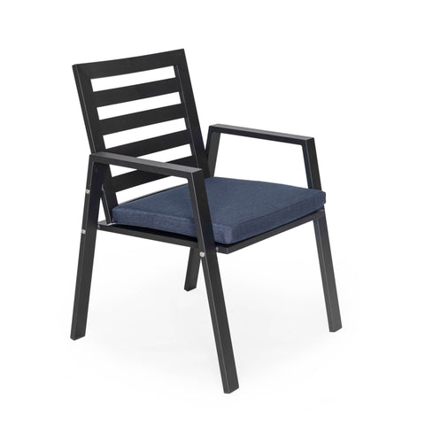 Chelsea Modern Patio Dining Armchair in Aluminum with Removable Cushions Set of 2