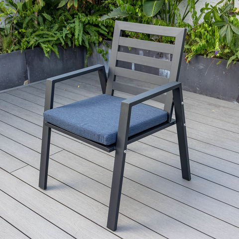 Chelsea Modern Patio Dining Armchair in Aluminum with Removable Cushions Set of 2