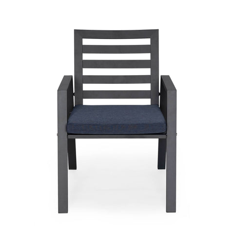 Chelsea Modern Patio Dining Armchair in Aluminum with Removable Cushions Set of 2