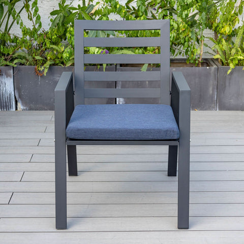 Chelsea Modern Patio Dining Armchair in Aluminum with Removable Cushions Set of 2