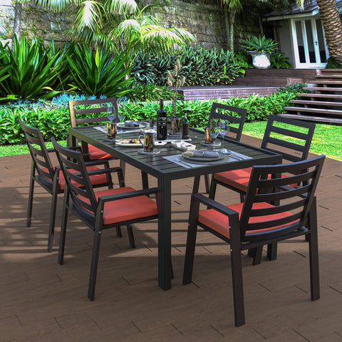 Chelsea Modern Patio Dining Armchair in Aluminum with Removable Cushions Set of 2