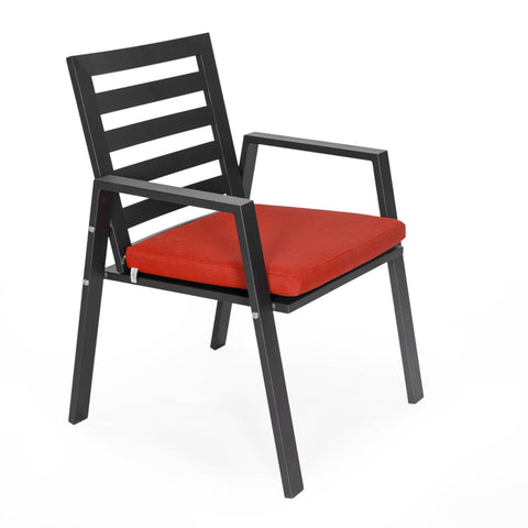 Chelsea Modern Patio Dining Armchair in Aluminum with Removable Cushions Set of 2