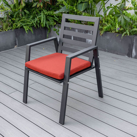 Chelsea Modern Patio Dining Armchair in Aluminum with Removable Cushions Set of 2