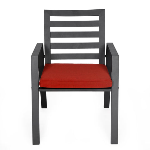 Chelsea Modern Patio Dining Armchair in Aluminum with Removable Cushions Set of 2