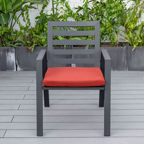 Chelsea Modern Patio Dining Armchair in Aluminum with Removable Cushions Set of 2