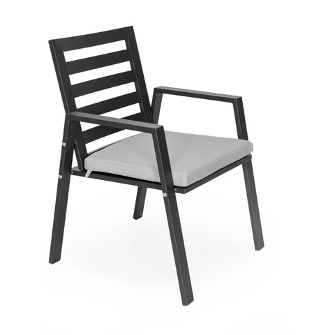 Chelsea Modern Patio Dining Armchair in Aluminum with Removable Cushions Set of 2
