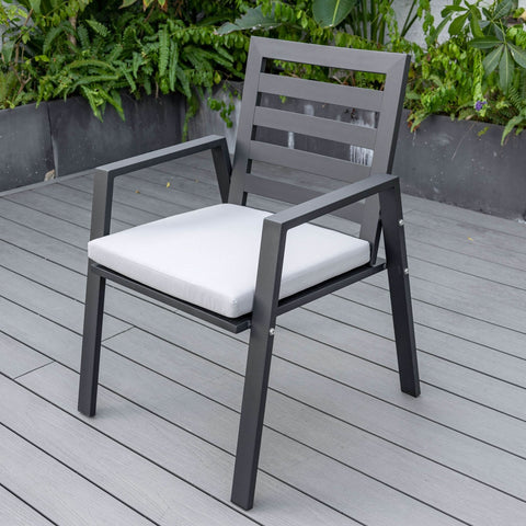 Chelsea Modern Patio Dining Armchair in Aluminum with Removable Cushions Set of 2