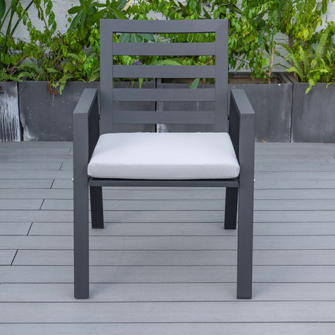 Chelsea Modern Patio Dining Armchair in Aluminum with Removable Cushions Set of 2