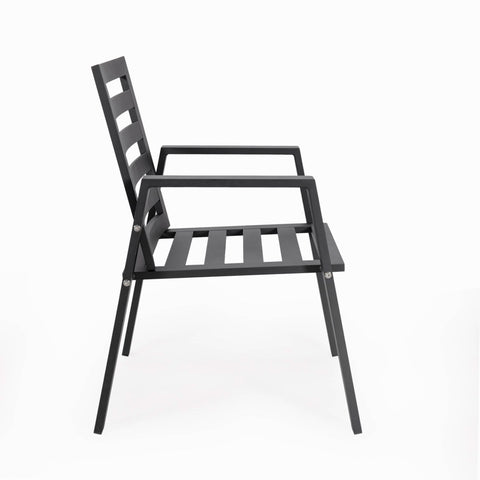 Chelsea Modern Patio Dining Armchair in Aluminum with Removable Cushions Set of 2