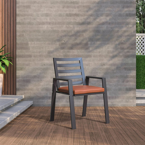 Chelsea Modern Patio Dining Armchair in Aluminum with Removable Cushions Set of 2