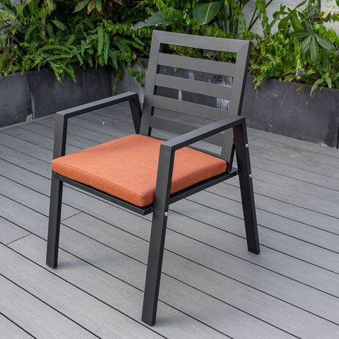 Chelsea Modern Patio Dining Armchair in Aluminum with Removable Cushions Set of 2