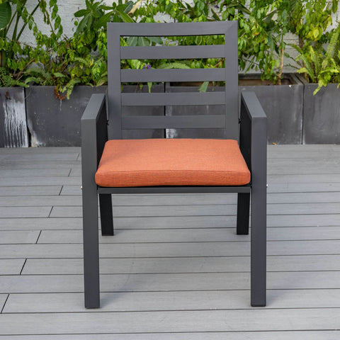 Chelsea Modern Patio Dining Armchair in Aluminum with Removable Cushions Set of 2