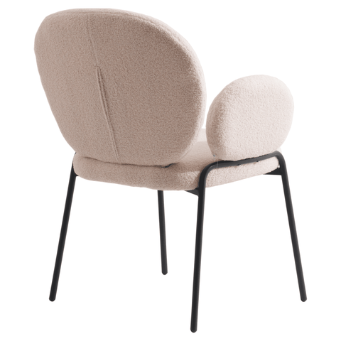 Celestial Modern Boucle Dining Side Chair with Black/White Powder Coated Iron Frame