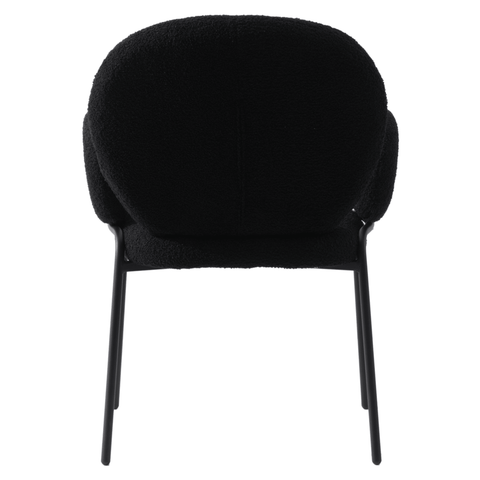 Celestial Boucle Dining Chair with Black Powder-Coated Iron Frame Set of 2