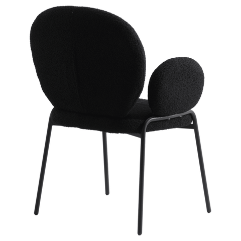 Celestial Modern Boucle Dining Side Chair with Black/White Powder Coated Iron Frame