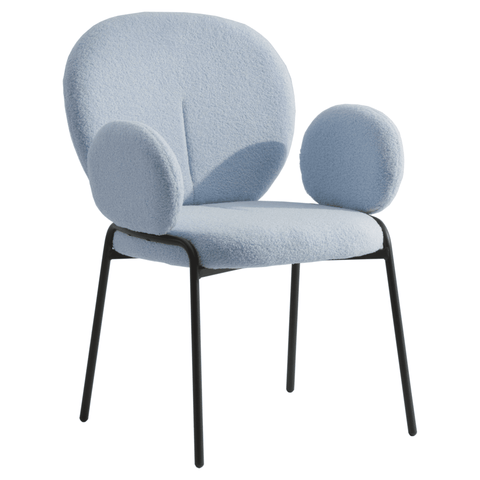 Celestial Modern Boucle Dining Side Chair with Black/White Powder Coated Iron Frame