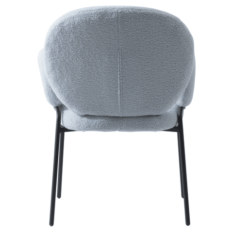 Celestial Modern Boucle Dining Side Chair with Black/White Powder Coated Iron Frame