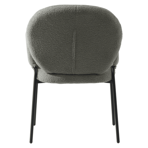 Celestial Boucle Dining Chair with Black Powder-Coated Iron Frame Set of 2