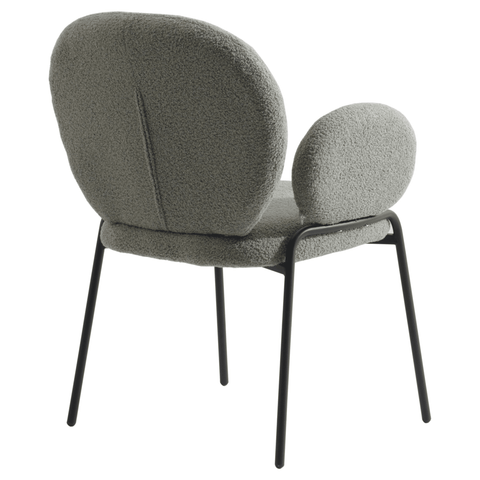 Celestial Modern Boucle Dining Side Chair with Black/White Powder Coated Iron Frame
