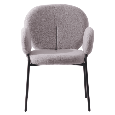 Celestial Modern Boucle Dining Side Chair with Black/White Powder Coated Iron Frame