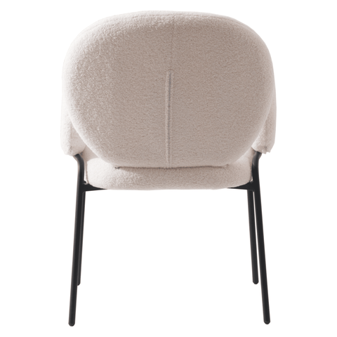 Celestial Modern Boucle Dining Side Chair with Black/White Powder Coated Iron Frame