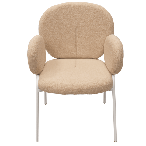 Celestial Modern Boucle Dining Side Chair with Black/White Powder Coated Iron Frame
