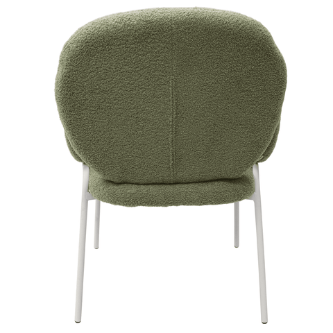 Celestial Modern Boucle Dining Side Chair with Black/White Powder Coated Iron Frame