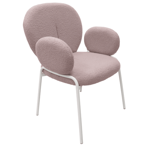 Celestial Modern Boucle Dining Side Chair with Black/White Powder Coated Iron Frame