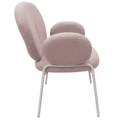 Celestial Modern Boucle Dining Side Chair with Black/White Powder Coated Iron Frame
