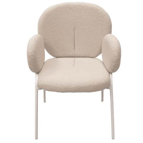 Celestial Modern Boucle Dining Side Chair with Black/White Powder Coated Iron Frame