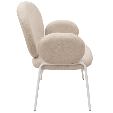 Celestial Modern Boucle Dining Side Chair with Black/White Powder Coated Iron Frame