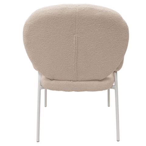 Celestial Modern Boucle Dining Side Chair with Black/White Powder Coated Iron Frame