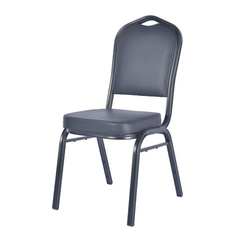 LeisureMod Cove Mid-Century Modern Stackable Banquet Chair with Black Powder Coated Steel Frame