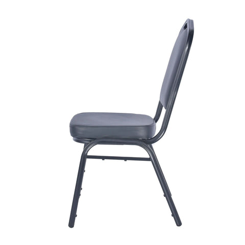 LeisureMod Cove Mid-Century Modern Stackable Banquet Chair with Black Powder Coated Steel Frame