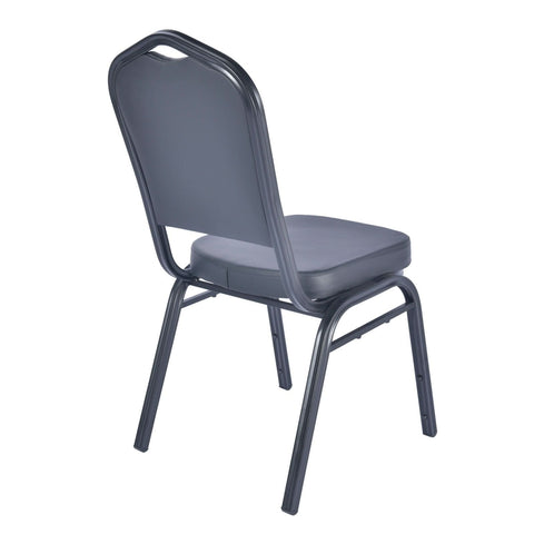 LeisureMod Cove Mid-Century Modern Stackable Banquet Chair with Black Powder Coated Steel Frame