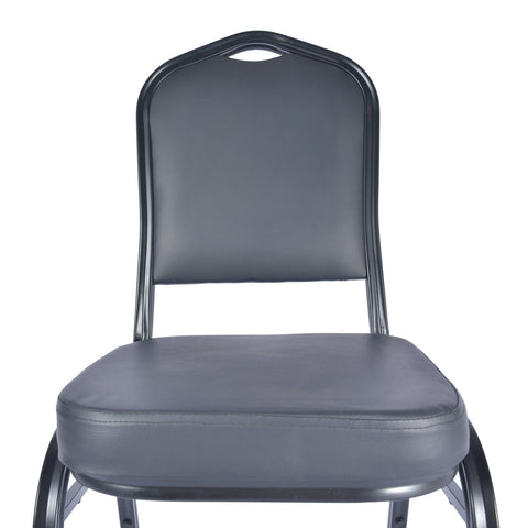LeisureMod Cove Mid-Century Modern Stackable Banquet Chair with Black Powder Coated Steel Frame