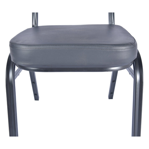 LeisureMod Cove Mid-Century Modern Stackable Banquet Chair with Black Powder Coated Steel Frame