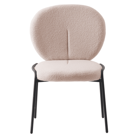 Celestial Modern Boucle Dining Side Chair with Black/White Powder Coated Iron Frame