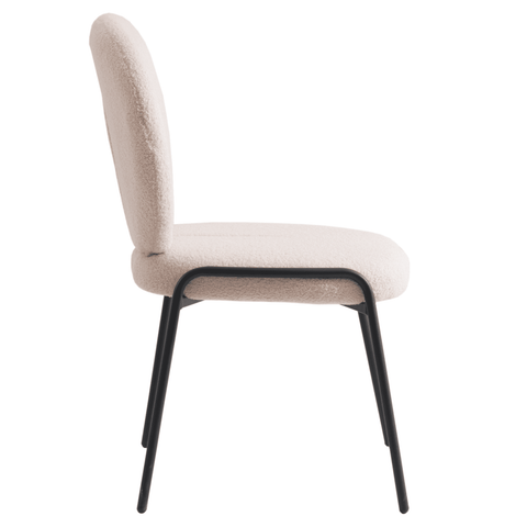 Celestial Modern Boucle Dining Side Chair with Black/White Powder Coated Iron Frame