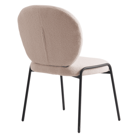 Celestial Modern Boucle Dining Side Chair with Black/White Powder Coated Iron Frame