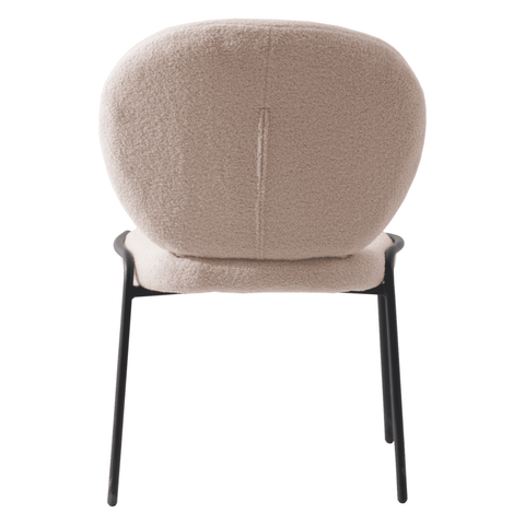 Celestial Modern Boucle Dining Side Chair with Black/White Powder Coated Iron Frame