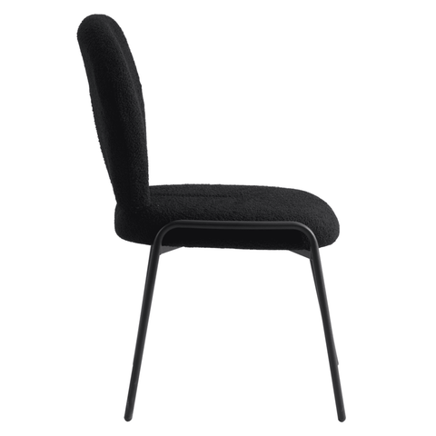 Celestial Modern Boucle Dining Side Chair with Black/White Powder Coated Iron Frame