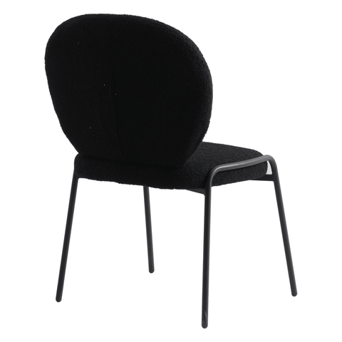 Celestial Modern Boucle Dining Side Chair with Black/White Powder Coated Iron Frame