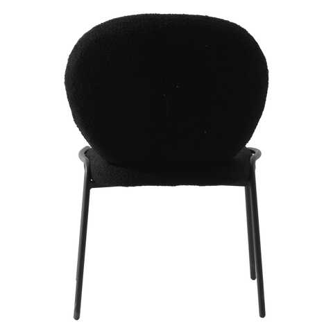 Celestial Modern Boucle Dining Side Chair with Black/White Powder Coated Iron Frame