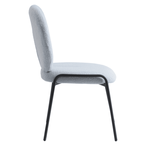 Celestial Modern Boucle Dining Side Chair with Black/White Powder Coated Iron Frame