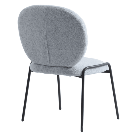 Celestial Modern Boucle Dining Side Chair with Black/White Powder Coated Iron Frame